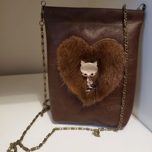 Brown Leather Heart Purse